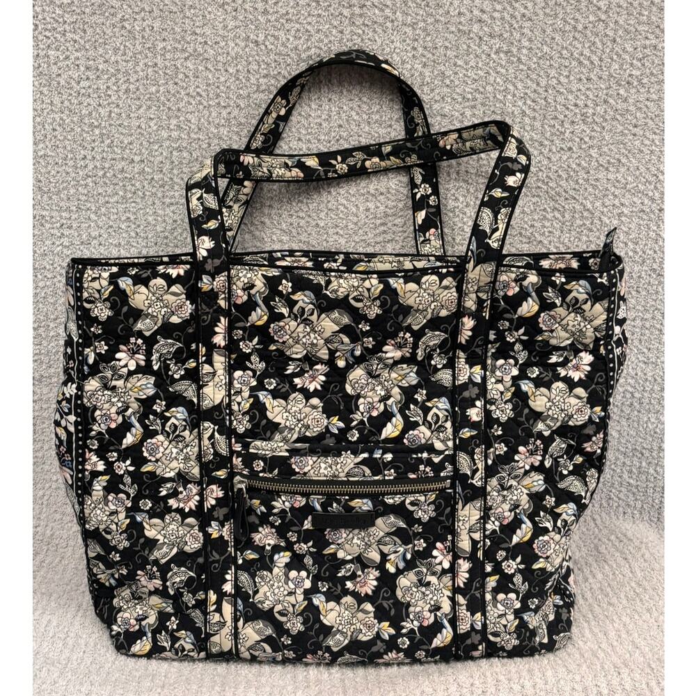 Vera Bradley Black Grey Floral Travel Tote #81782